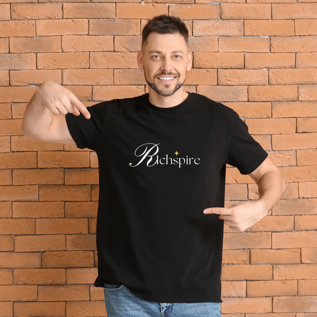 RichSpire™️ Unisex Heavy Cotton Tee – Luxe Script Logo Graphic T-Shirt