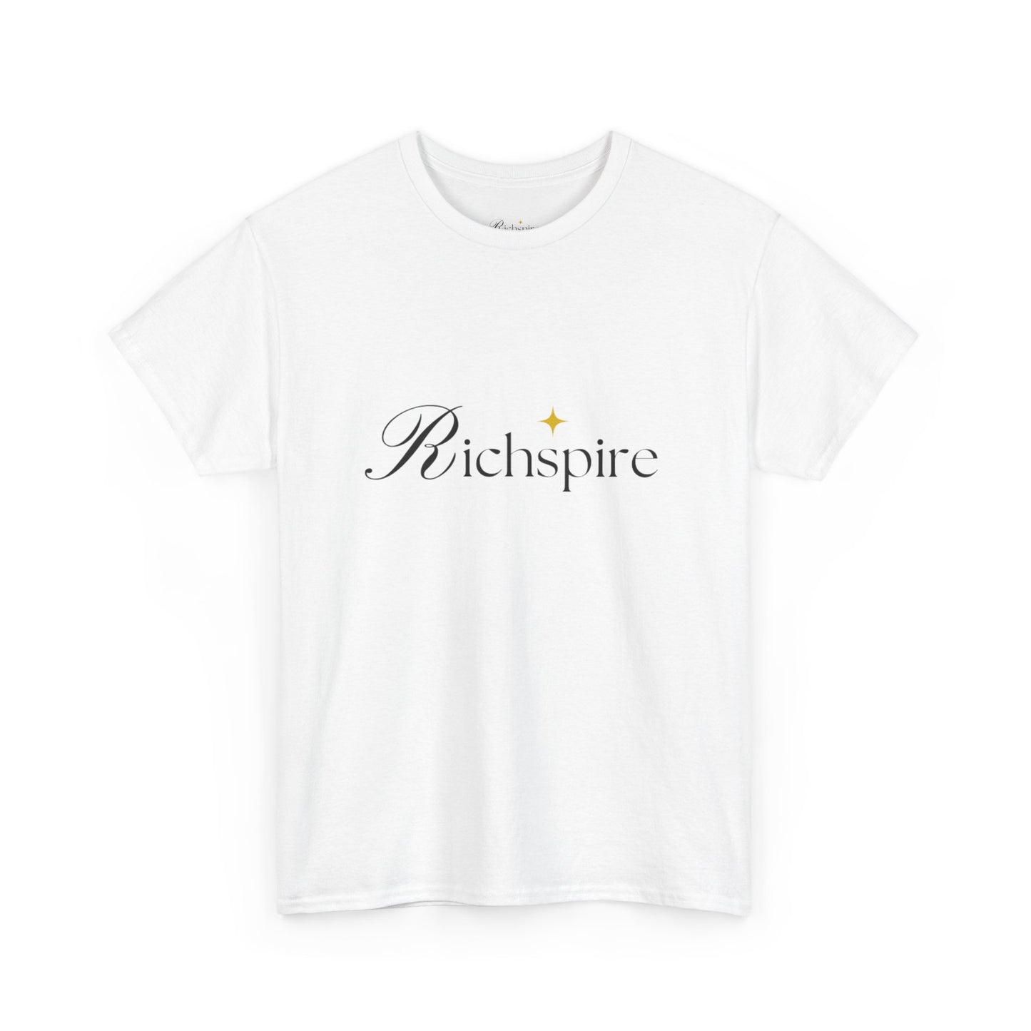 RichSpire™️ Unisex Heavy Cotton Tee – Luxe Script Logo Graphic T-Shirt